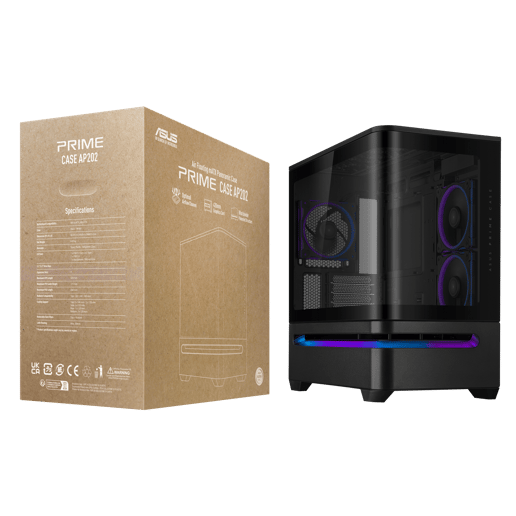 ASUS Prime AP202 ARGB Mid Tower Gaming Case - Black 